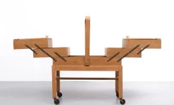 Pamono Large Oak Sewing Box, Holland, 1950s New