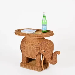 Pamono Large Rattan and Wicker Elephant Side Table attributed to Vivai del Sud, Italy, 1970s Hot