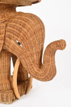 Pamono Large Rattan and Wicker Elephant Side Table attributed to Vivai del Sud, Italy, 1970s Hot