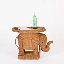 Pamono Large Rattan and Wicker Elephant Side Table attributed to Vivai del Sud, Italy, 1970s Hot