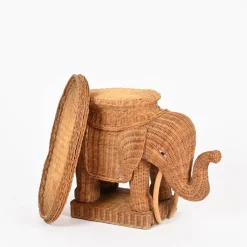 Pamono Large Rattan and Wicker Elephant Side Table attributed to Vivai del Sud, Italy, 1970s Hot