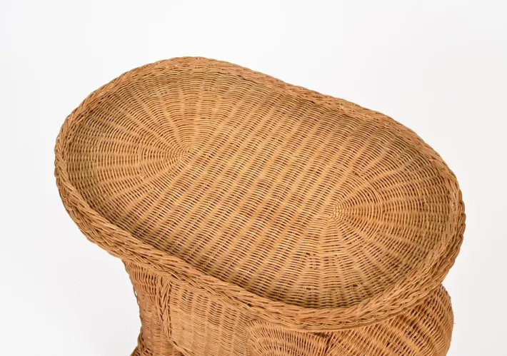 Pamono Large Rattan and Wicker Elephant Side Table attributed to Vivai del Sud, Italy, 1970s Hot