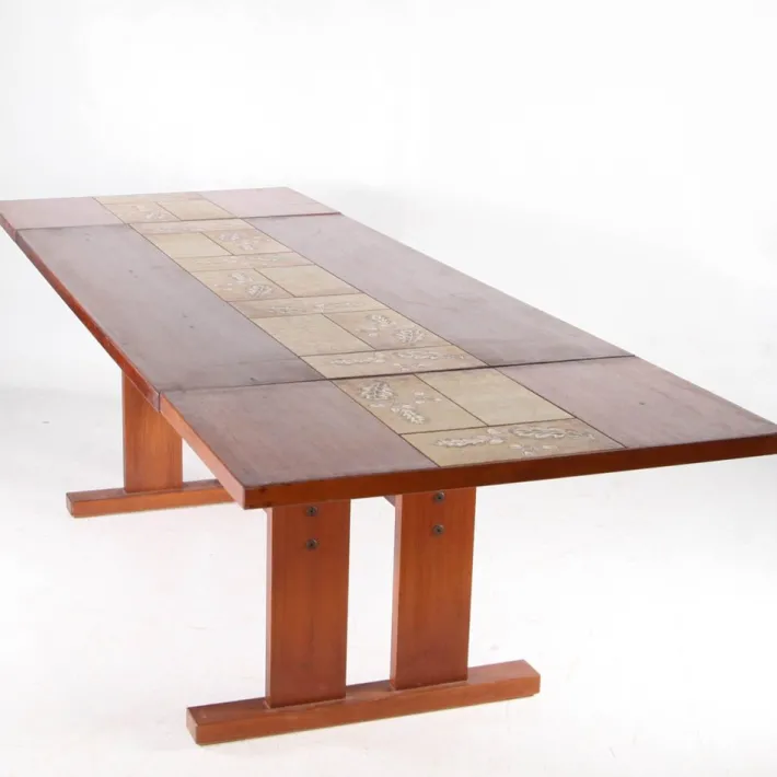 Pamono Large Rosewood and Ceramic Dining Table, 1970s New