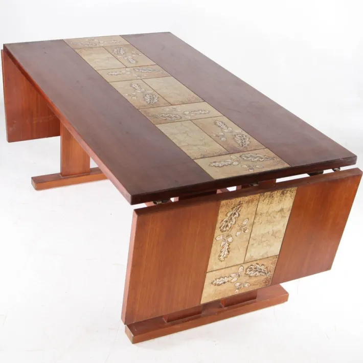 Pamono Large Rosewood and Ceramic Dining Table, 1970s New