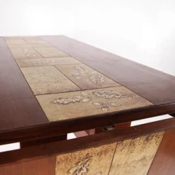 Pamono Large Rosewood and Ceramic Dining Table, 1970s New