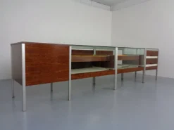 Pamono Large Sales Counters in Rosewood and Steel and Glass, 1960s, Set of 3 Sale