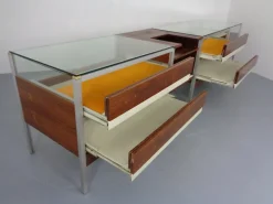Pamono Large Sales Counters in Rosewood and Steel and Glass, 1960s, Set of 3 Sale