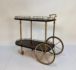 Pamono Large Serving Bar Cart or Trolley with Brass Details by Aldo Tura, Italy, 1960s Discount