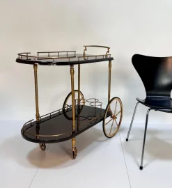 Pamono Large Serving Bar Cart or Trolley with Brass Details by Aldo Tura, Italy, 1960s Discount
