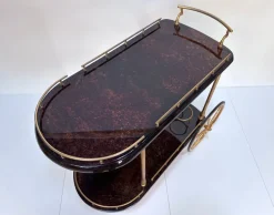 Pamono Large Serving Bar Cart or Trolley with Brass Details by Aldo Tura, Italy, 1960s Discount