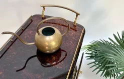 Pamono Large Serving Bar Cart or Trolley with Brass Details by Aldo Tura, Italy, 1960s Discount