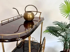 Pamono Large Serving Bar Cart or Trolley with Brass Details by Aldo Tura, Italy, 1960s Discount