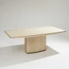 Pamono Large Travertine and Brass Dining Table, 1970s Hot