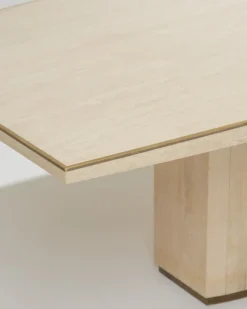 Pamono Large Travertine and Brass Dining Table, 1970s Hot