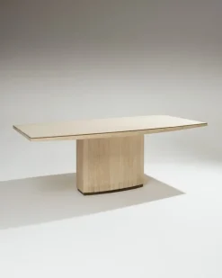 Pamono Large Travertine and Brass Dining Table, 1970s Hot