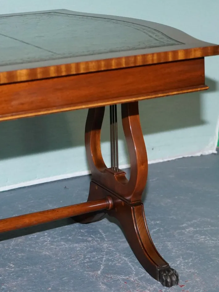 Pamono Large Vintage Hunter Green Leather Topped Coffee Table Hot