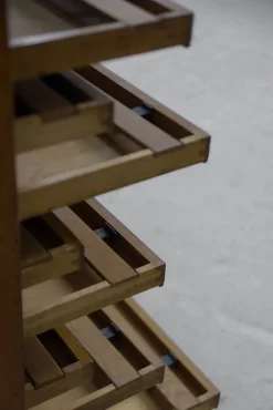 Pamono Large Vintage Industrial Oak File Cabinet with Multiple Drawers, 1930s