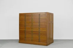 Pamono Large Vintage Industrial Oak File Cabinet with Multiple Drawers, 1930s