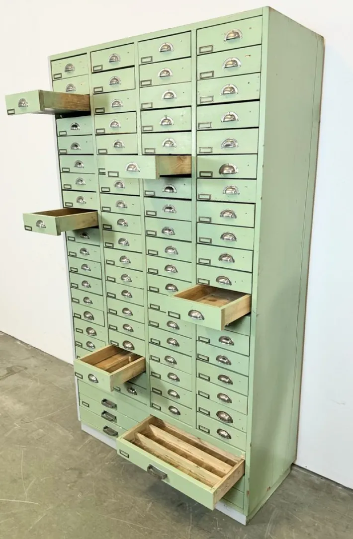 Pamono Large Vintage Industrial Green Drawer Cabinet, 1960s Sale