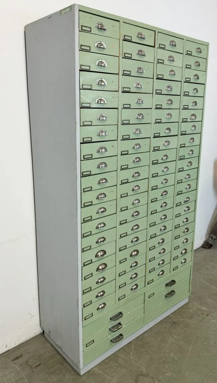 Pamono Large Vintage Industrial Green Drawer Cabinet, 1960s Sale