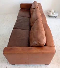 Pamono Large Vintage Italian Cognac Leather Low Slung Sofa from Molinari, 1980s