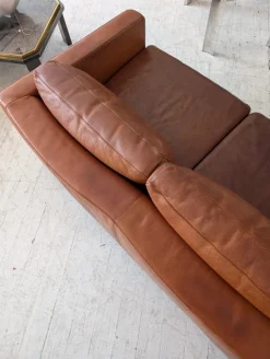 Pamono Large Vintage Italian Cognac Leather Low Slung Sofa from Molinari, 1980s