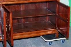 Pamono Large Vintage Oriental Chinese Carved Bookcase Display Cabinet with Lights New