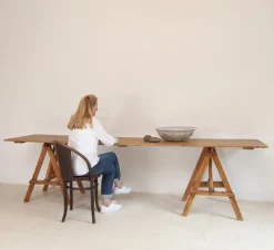 Pamono Large Vintage Trestle Table, 1940s Hot