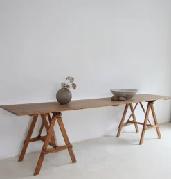 Pamono Large Vintage Trestle Table, 1940s Hot