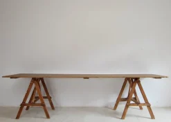 Pamono Large Vintage Trestle Table, 1940s Hot