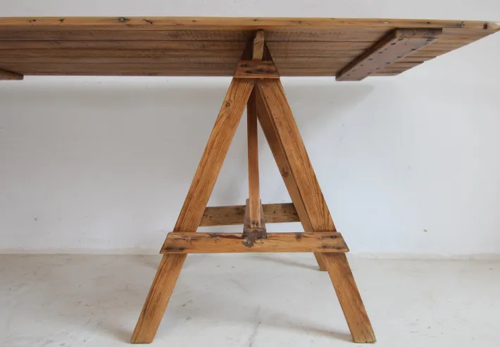 Pamono Large Vintage Trestle Table, 1940s Hot