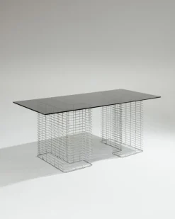 Pamono Large Wire Desk in Glass and Metal by Terence Conran, 1980s Outlet