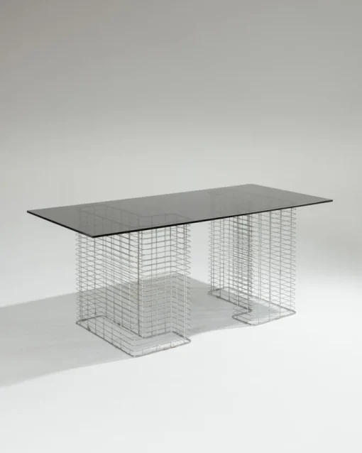 Pamono Large Wire Desk in Glass and Metal by Terence Conran, 1980s Outlet