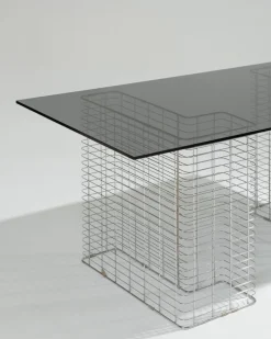 Pamono Large Wire Desk in Glass and Metal by Terence Conran, 1980s Outlet