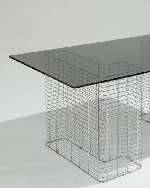 Pamono Large Wire Desk in Glass and Metal by Terence Conran, 1980s Outlet
