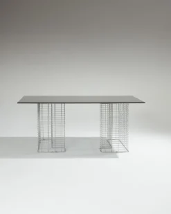 Pamono Large Wire Desk in Glass and Metal by Terence Conran, 1980s Outlet