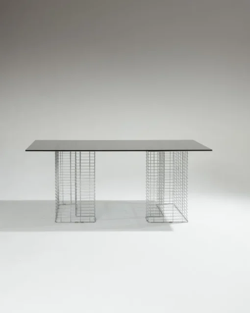 Pamono Large Wire Desk in Glass and Metal by Terence Conran, 1980s Outlet