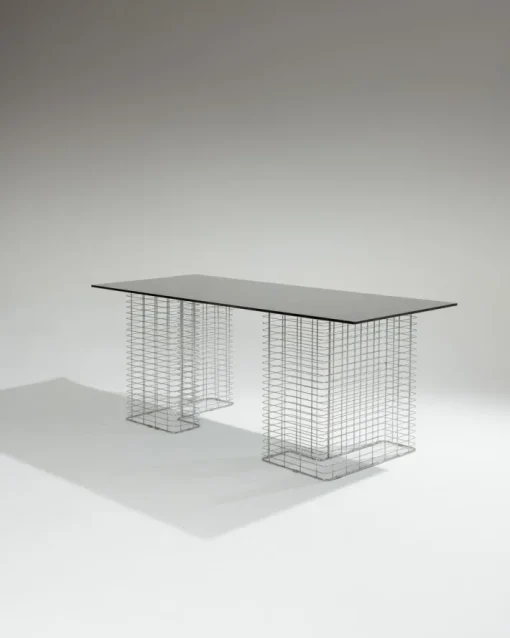 Pamono Large Wire Desk in Glass and Metal by Terence Conran, 1980s Outlet