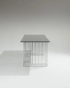 Pamono Large Wire Desk in Glass and Metal by Terence Conran, 1980s Outlet