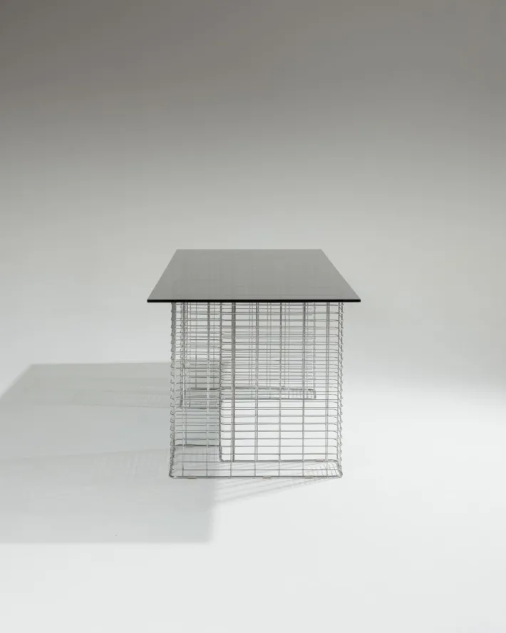 Pamono Large Wire Desk in Glass and Metal by Terence Conran, 1980s Outlet