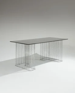 Pamono Large Wire Desk in Glass and Metal by Terence Conran, 1980s Outlet