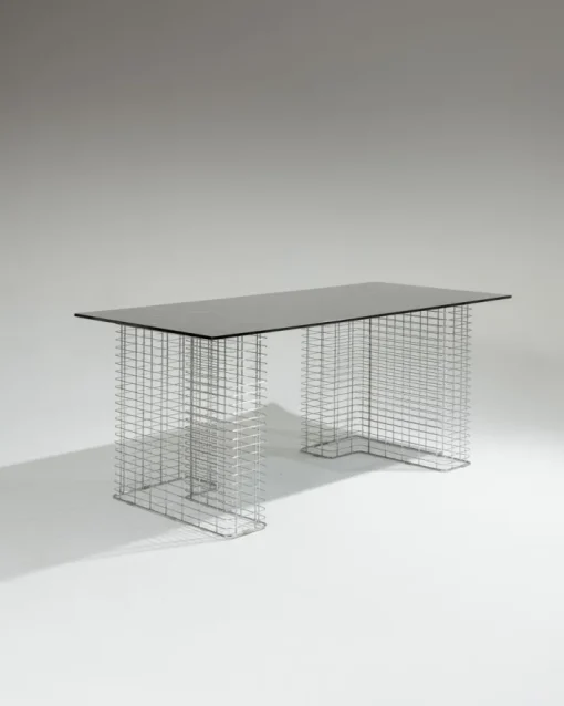 Pamono Large Wire Desk in Glass and Metal by Terence Conran, 1980s Outlet