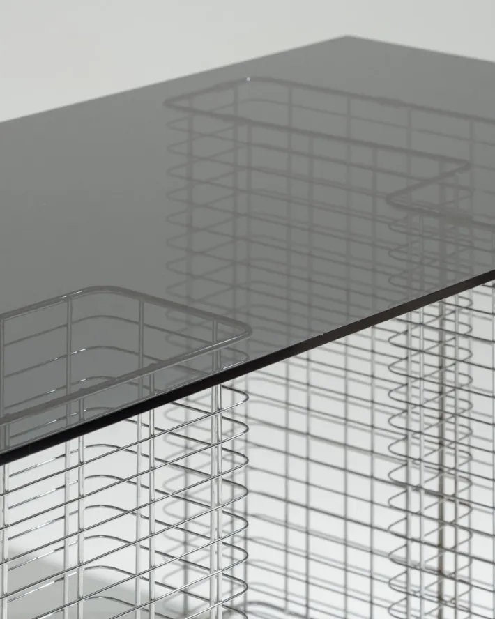 Pamono Large Wire Desk in Glass and Metal by Terence Conran, 1980s Outlet