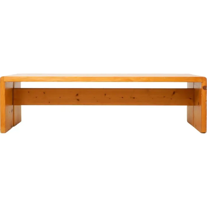 Pamono Large Wood Bench by Charlotte Perriand for Les Arcs, 1960s Clearance