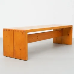 Pamono Large Wood Bench by Charlotte Perriand for Les Arcs, 1960s Clearance