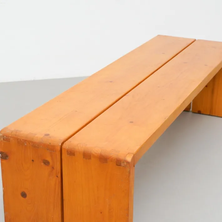 Pamono Large Wood Bench by Charlotte Perriand for Les Arcs, 1960s Clearance