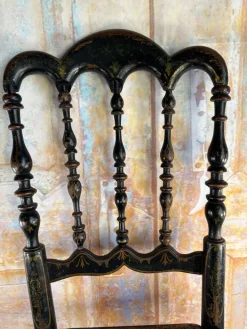 Pamono Late 19th Century Napoleon III Childrens Chair in Blackened Wood and Canework Clearance