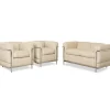 Pamono LC 2 2-Seater Sofa and Lounge Chairs in Cream Leather by Le Corbusier for Cassina, Set of 3 Outlet