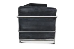 Pamono LC2 3-Seater Children's Sofa in Black Brushed Velvet with Tubular Chrome Frame New