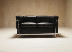 Pamono LC2 2-Seater Sofa by Charlotte Perriand and Le Corbusier, 1990s Hot